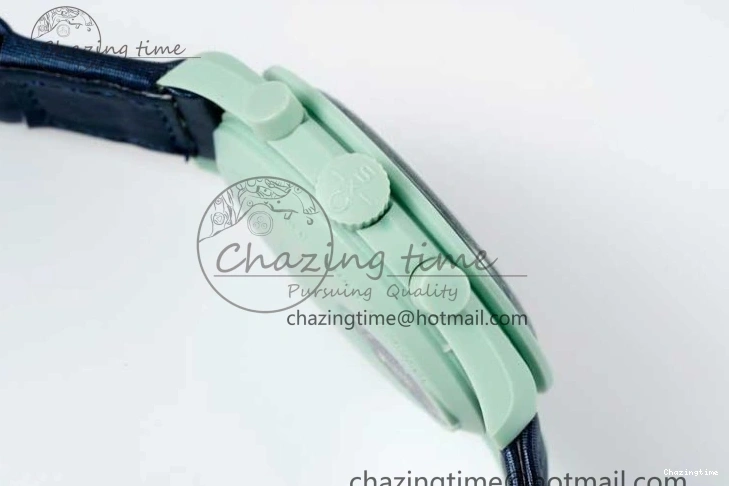 0305 SoftTouch Speedmaster Misson On Earth 1:1 Best Edition Blue Dial On Nylon Strap Quartz 7859